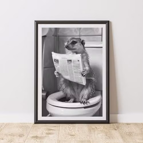 60 Second Makeover Mongoose On The Toilet Animal Print Paper Poster, A3