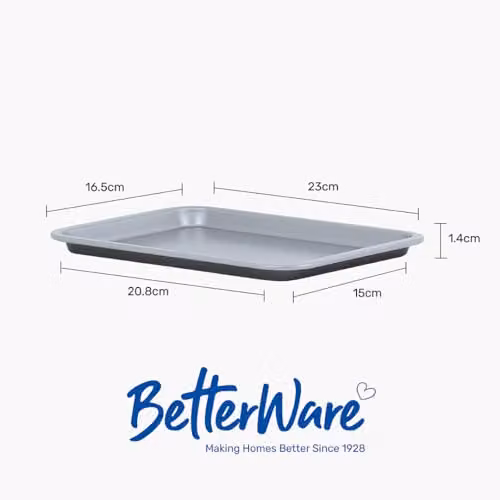 BetterWare Non-Stick Carbon Steel Air Fryer Baking Sheet Set of 2, Silver and Grey, W: 23 cm – 6