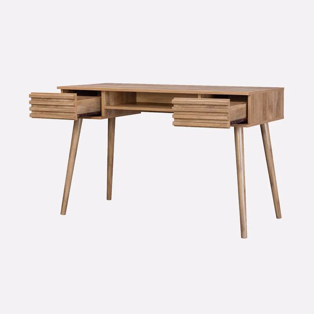 sweeek Modern Writing Desk with 2 Drawers in Brown, W/D/H: 120 x 55 x 76.5 cm – 2