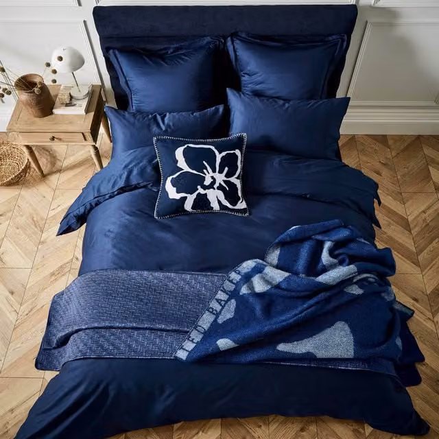 Ted Baker 250 Thread Count Mako Satin Cotton Plain Dye Double Duvet Cover, Blue