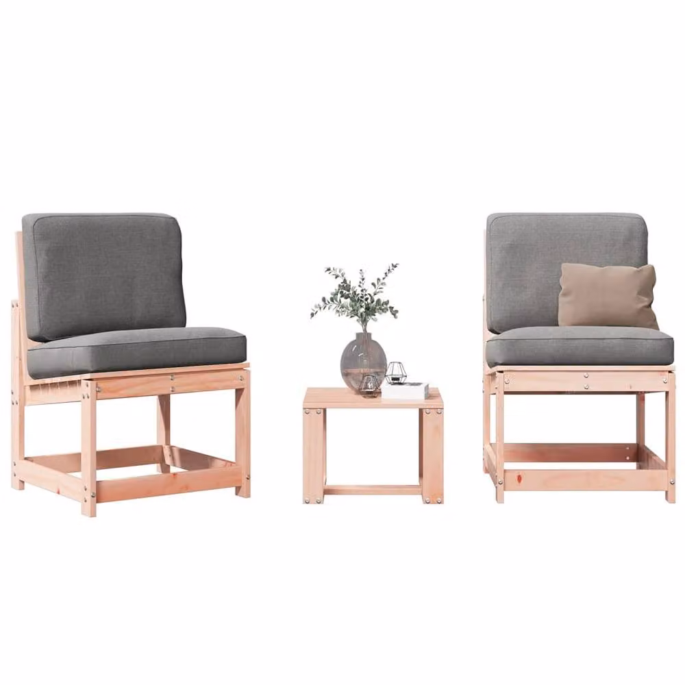 Berkfield Home Beautiful 3 Piece Garden Lounge Set in Light Tan with Solid Wood Frame and Beige Cushions – 2
