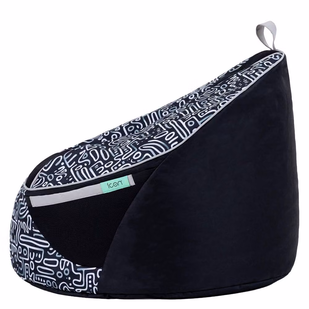 icon Alpha Kids Gaming Bean Bag in Black and Grey with Filling Included – 4