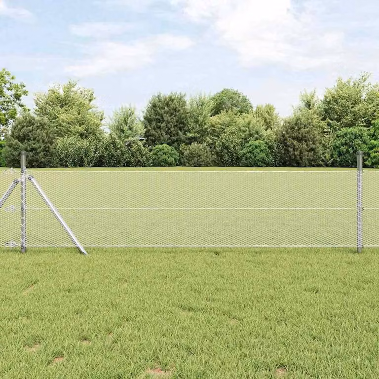 Berkfield Home Hexagon Fence in Silver Galvanised Steel, W: 0.8 m, L: 25 m