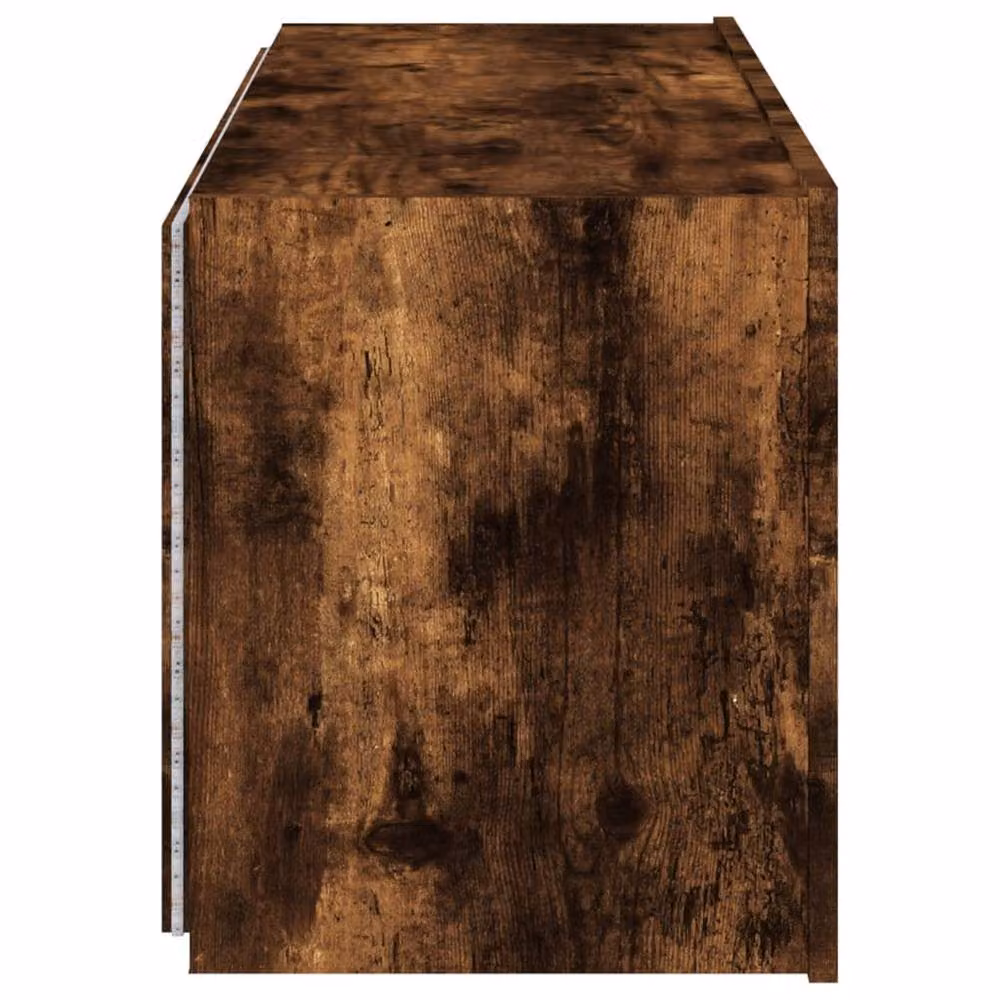 Berkfield Home TV Wall Cabinet with LED Lights in Smoked Oak Brown, W/D/H: 100 x 35 x 41 cm – 8