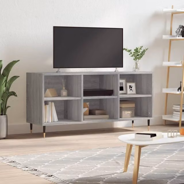 Berkfield Home Modern Grey Sonoma TV Cabinet, W: 103.5 cm, D: 30 cm, H: 50 cm – 1
