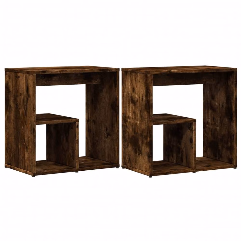 Berkfield Home Set of 2 Smoked Oak Side Tables in Brown, W/D/H: 50 x 30 x 50 cm – 2