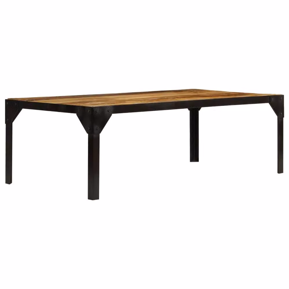 Berkfield Home Industrial Rectangular Coffee Table in Brown Solid Rough Mango Wood and Steel, Width: 110 cm – 2