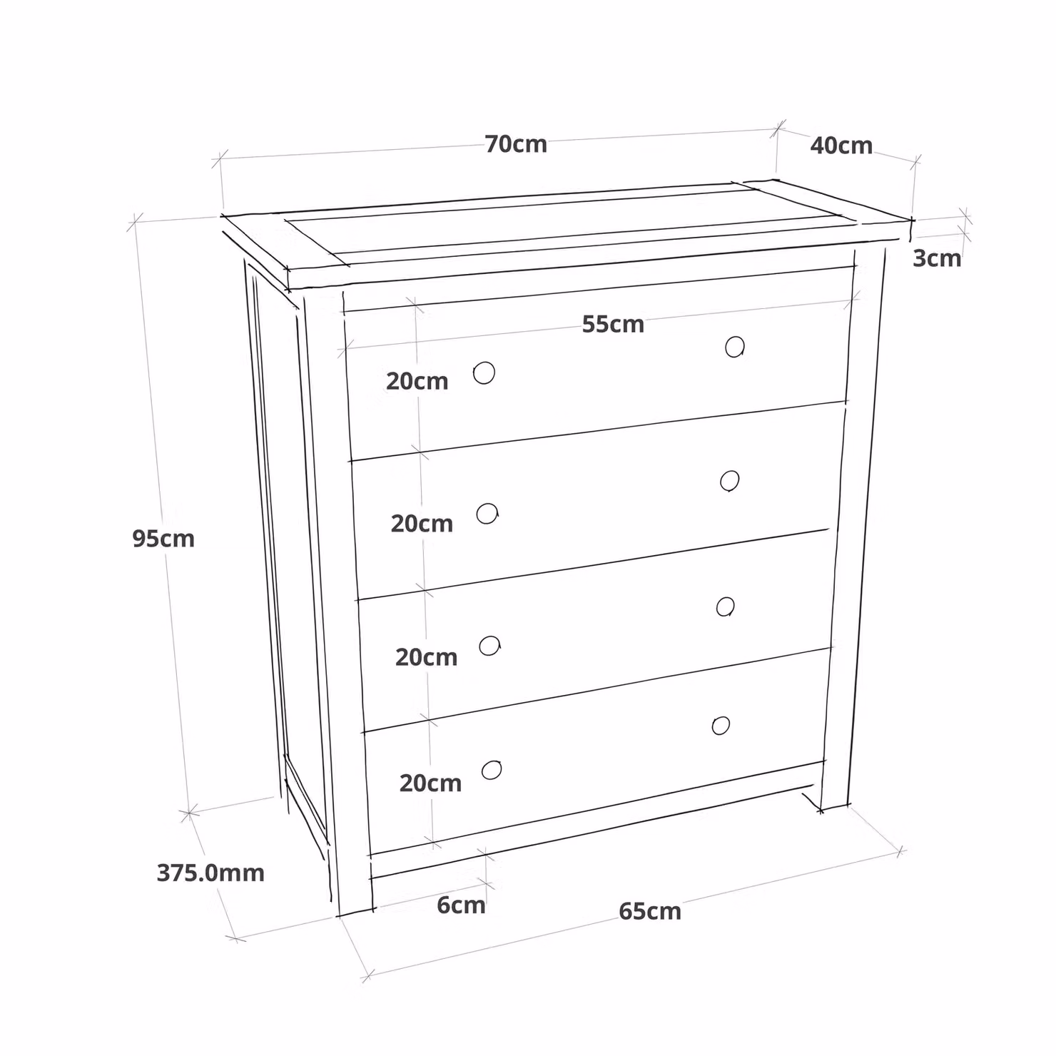Cabinet Bits Lucca 4 Drawer Petite Chest of Drawers in Brown Rustic Pine with Brass Knobs – 2