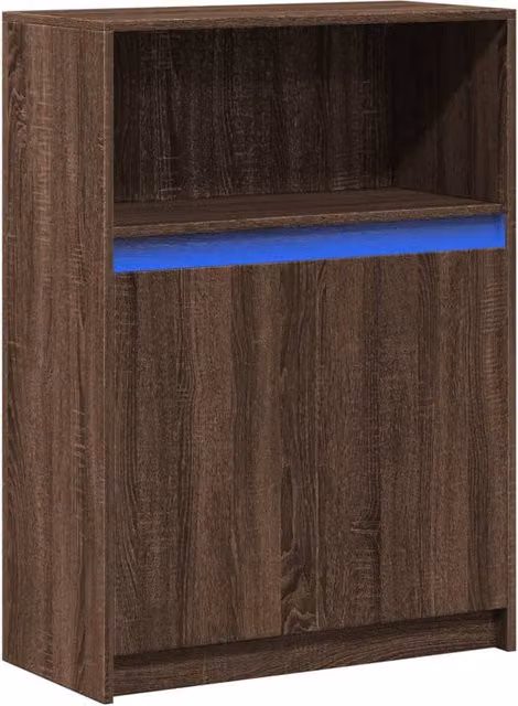 Berkfield Home Modern Brown Oak Sideboard with Integrated LED Lighting, W/D/H: 72 x 34 x 100 cm