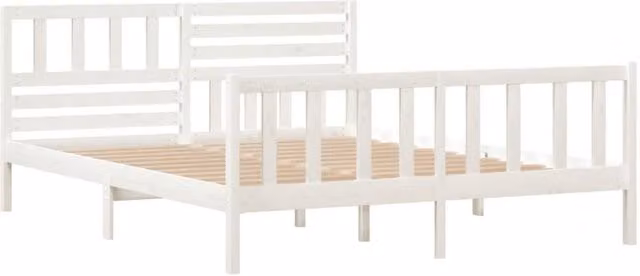 Berkfield Home Beautiful Small Double Bed Frame in White Solid Pine Wood, W/D/H: 200 x 120 x 126 cm