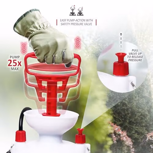 NETTA 5L Manual Pressure Garden Sprayer with Adjustable Mist Nozzle in Transparent White – 3