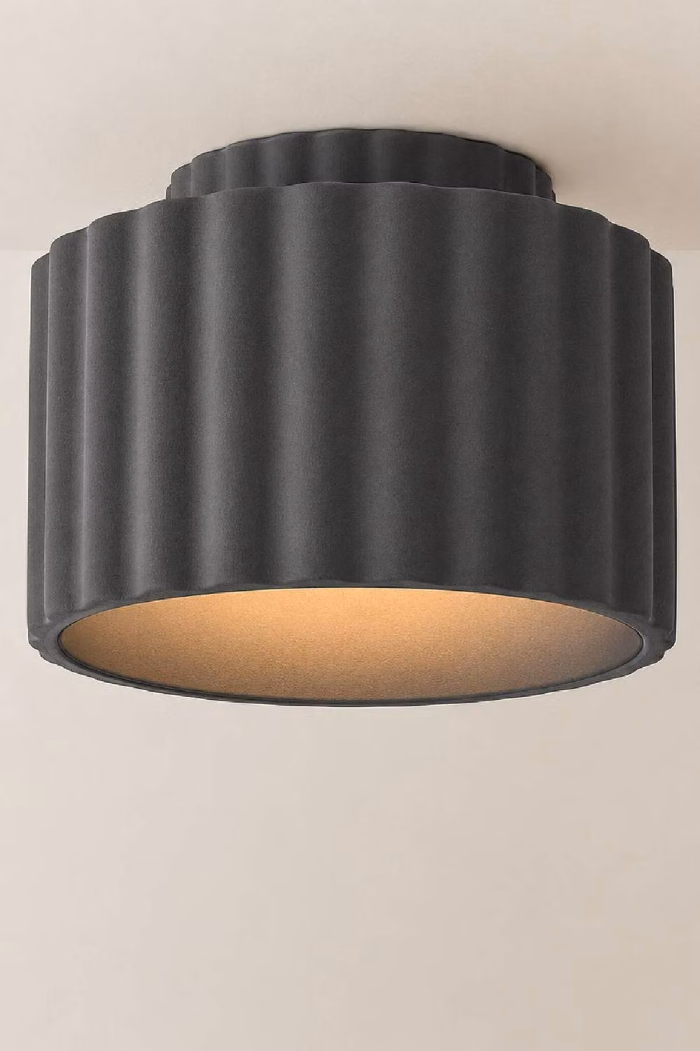 ValueLights Pablo Round Ceramic Flush Ceiling Light with Bulb in Blue – 3