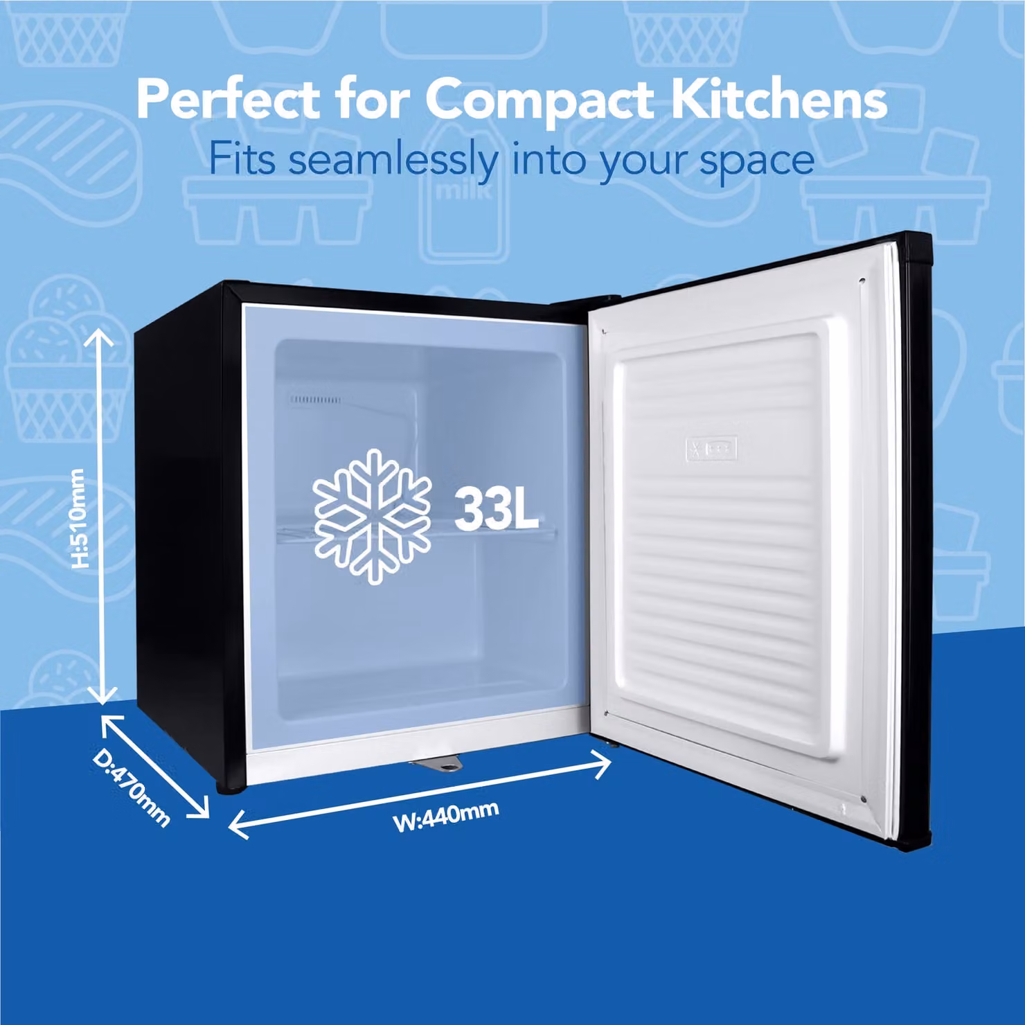 Igenix 33 Litre Lockable Countertop Upright Mini Freezer in Black – 3
