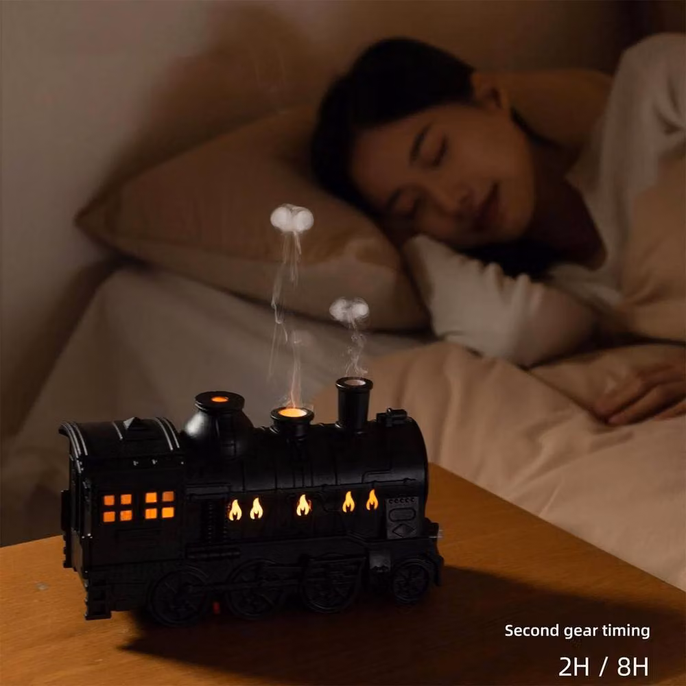 NESTLUNE Retro Train Essential Oil Diffuser and Quiet Humidifier, Black, 300ml – 4