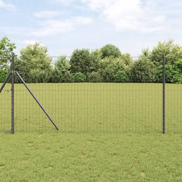 Berkfield Home Euro Fence Grey PVC-Coated Steel Fencing, 1 x 25 m