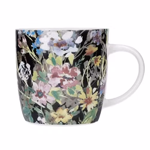 KitchenCraft Set of 4 Multicolour Floral Terrazzo Stoneware Mugs, 425ml – 2