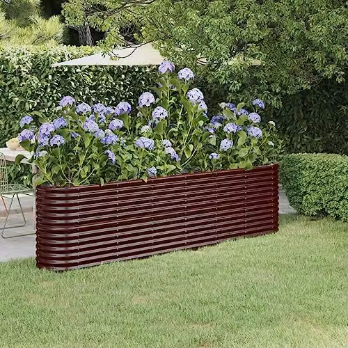 vidaXL Brown Steel Garden Planter Tub W: 260 cm, D: 40 cm, H: 68 cm – 2