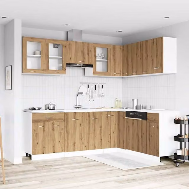 Berkfield Home Lyon 11 Piece Modern Kitchen Cabinet Set in Artisan Oak Brown