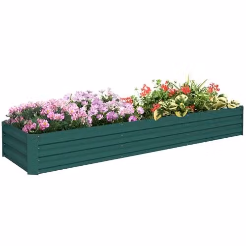 Outsunny Galvanised Steel Raised Bed for Ornamental Gardens, Green, W: 60 cm, D: 60 cm, H: 30 cm – 1