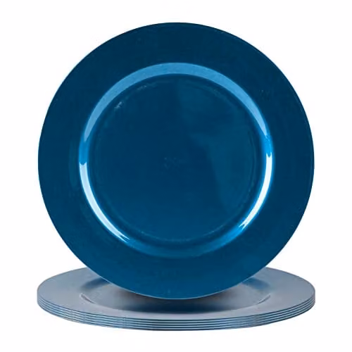 Argon Tableware Metallic Melamine Charger Plates, Blue, Diameter: 33 cm, Pack of 6
