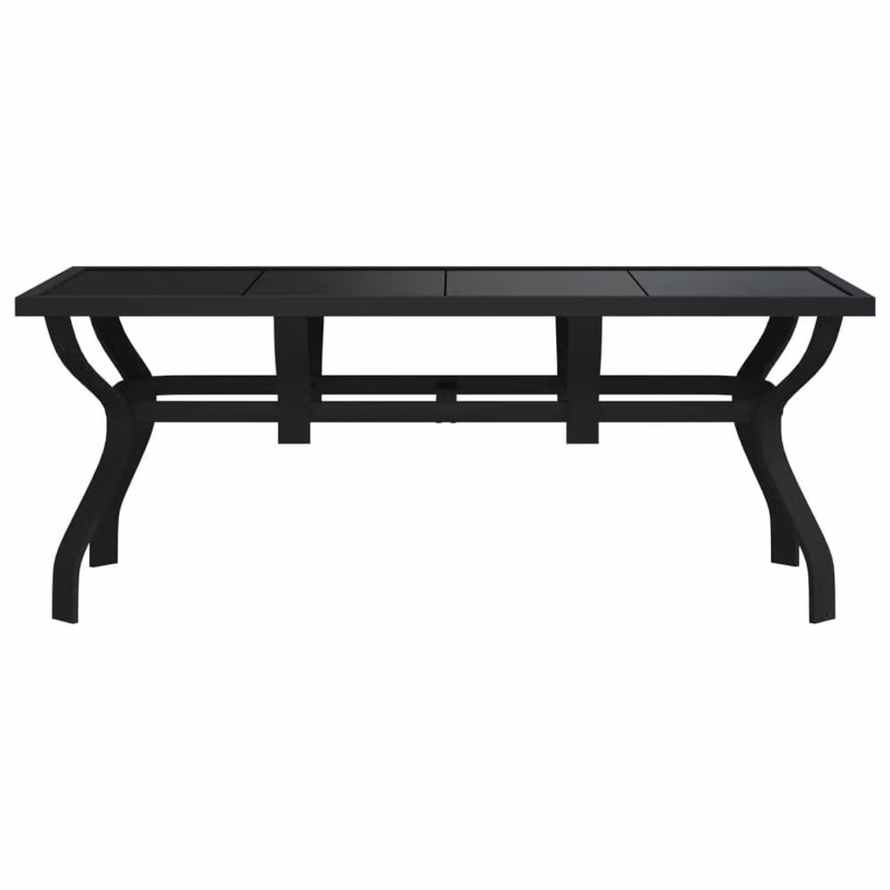 Berkfield Home Extendable Rectangular Garden Table in Black Powder Coated Steel and Glass, W/D/H: 180 x 80 x 70 cm – 3