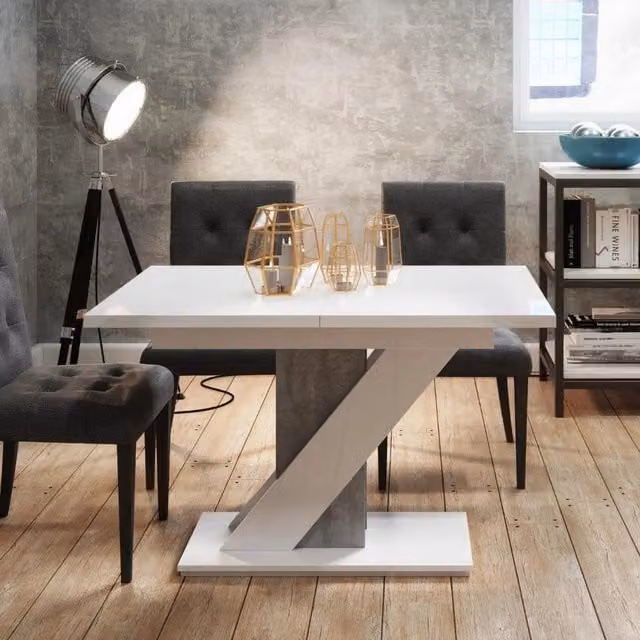PHD Furniture Mavea Extendable Rectangular Dining Table in White Gloss
