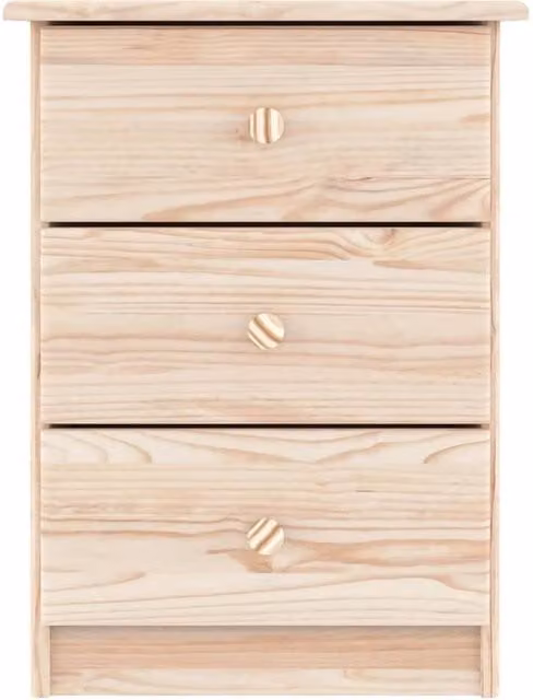 Berkfield Home Beautiful ALTA Bedside Cabinet in Light Brown Solid Pine, W: 41 cm, D: 35 cm, H: 55 cm