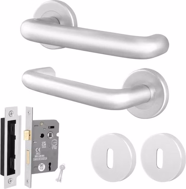 AFIT Brushed Silver Satin Aluminium Return to Door Sash Lock with Key, 150 x 150 mm – 1