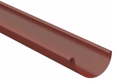 Lindab Half Round Galvanised Steel Gutter, Red, Width: 125 mm, Length: 3 m