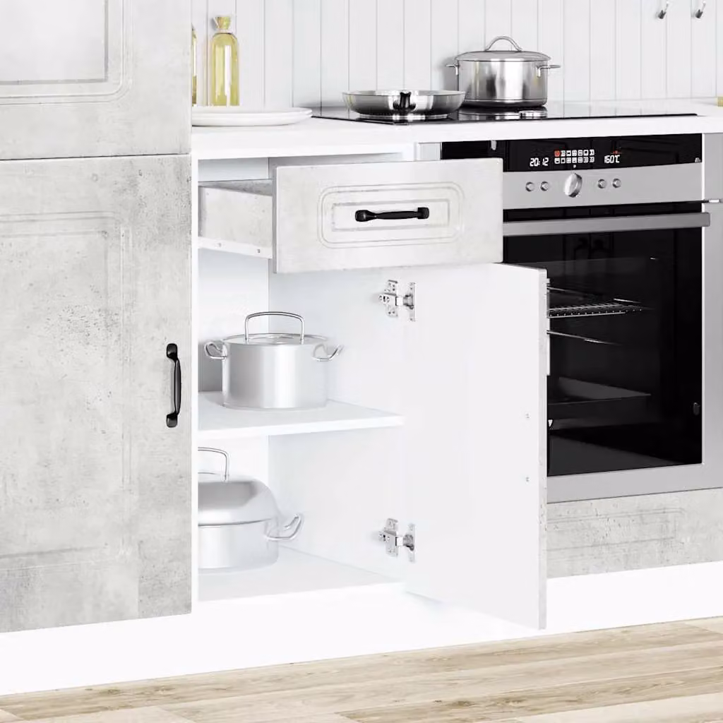 Berkfield Home Kalmar Kitchen Base Cabinet in Concrete Grey Matt Engineered Wood – 2