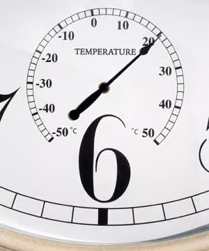 Primrose Big Time Outdoor Garden Wall Clock with Thermometer, White, Diameter: 90 cm – 4