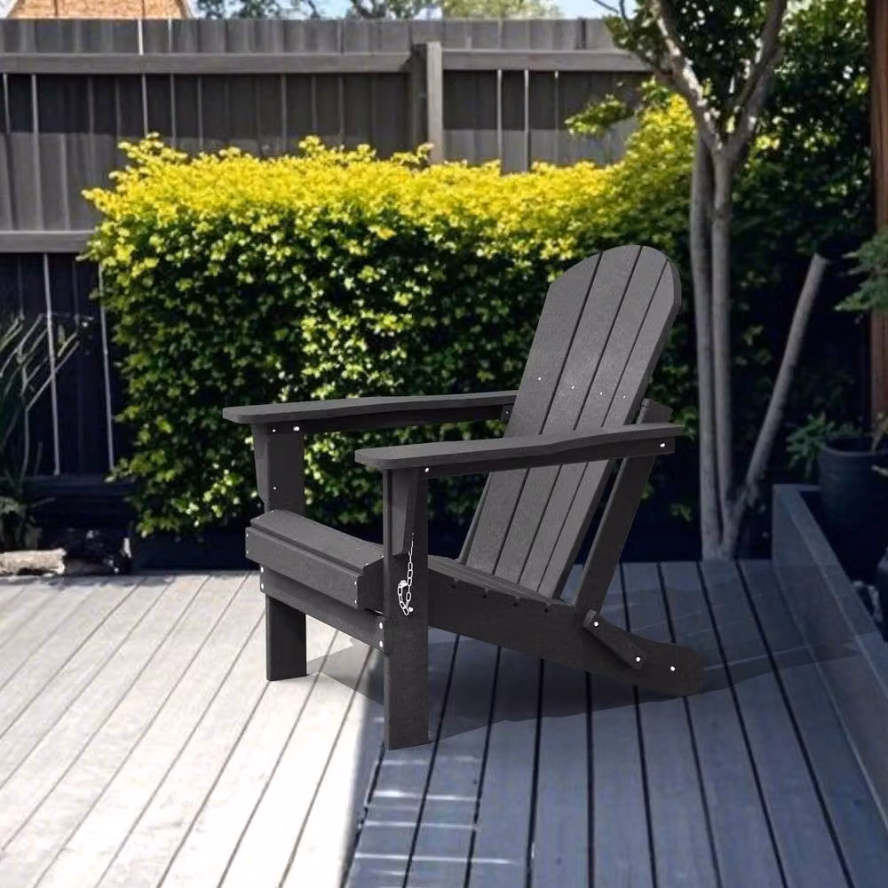Mona Vale Furniture Black Foldable All-Weather Outdoor Adirondack Lounge Chair – 3