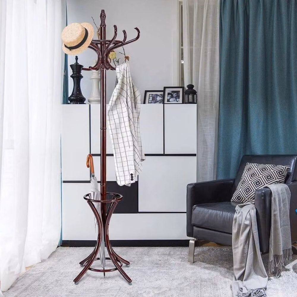 SPETLEK Wooden Coat Rack and Hallstand with 12 Hooks in Brown – 3