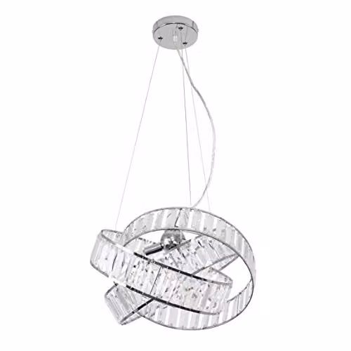 MiniSun Modern 3 Way Chrome and Transparent Acrylic Intertwined Ring Design LED Pendant Ceiling Light – 1