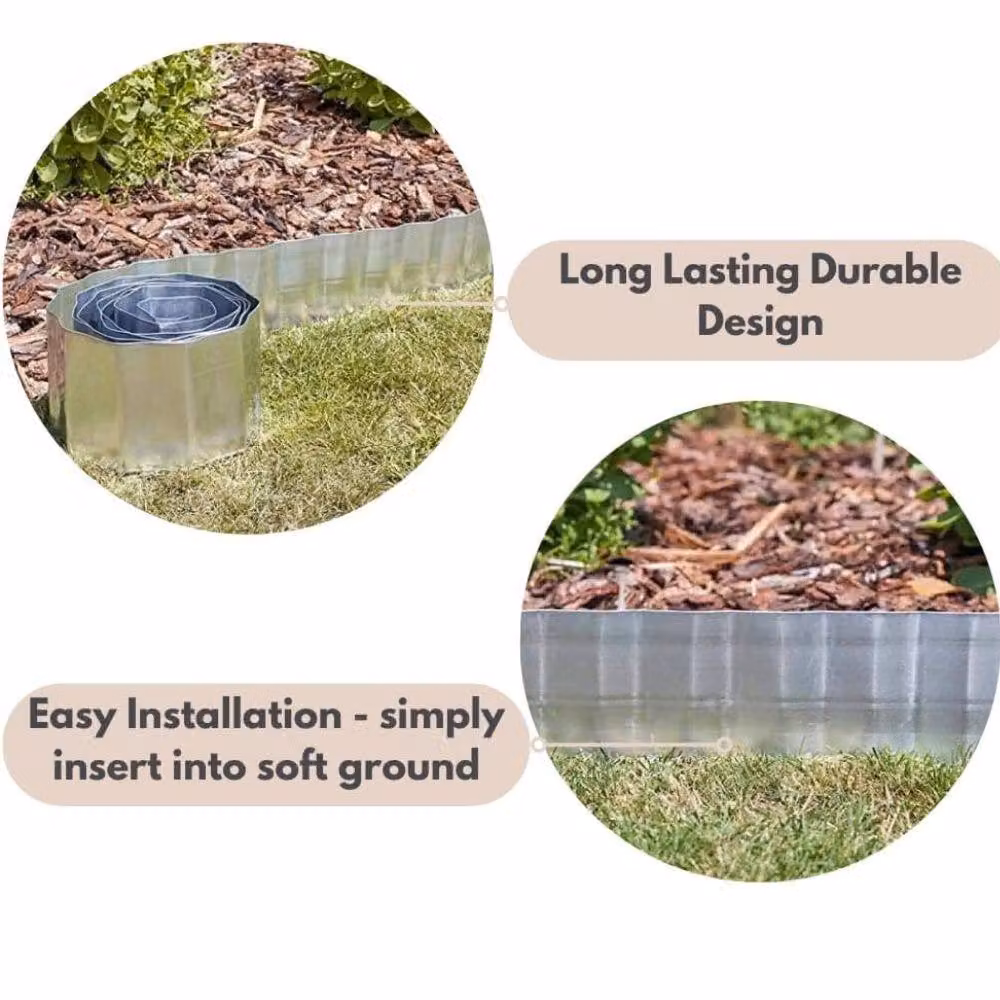 Marco Paul Silver Galvanised Steel Metal Garden Edging, Length: 3 m, Height: 15 cm – 3