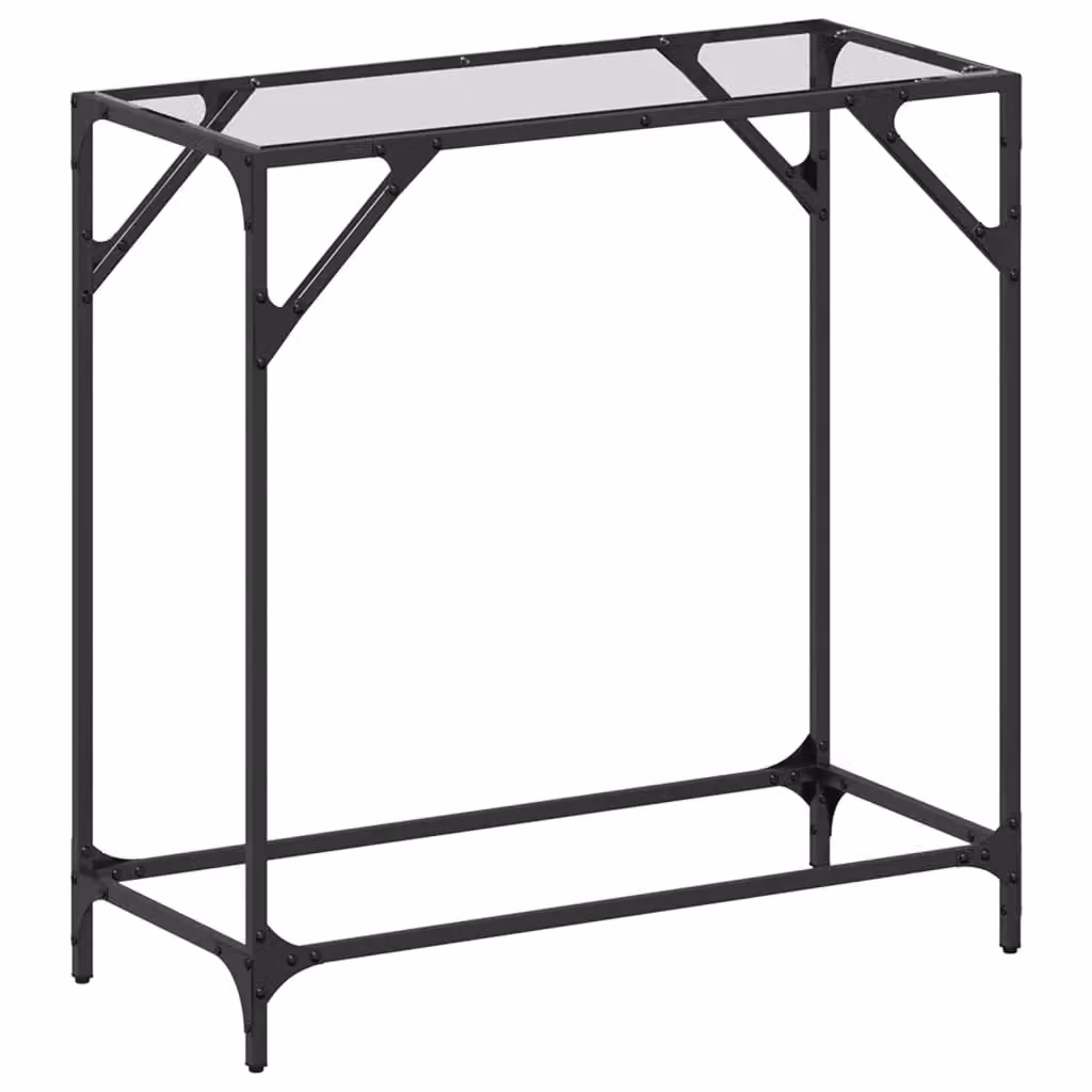 Berkfield Home Modern Console Table with Transparent Glass Top and Brown Steel Frame, W/D/H: 80 x 35 x 81 cm – 2
