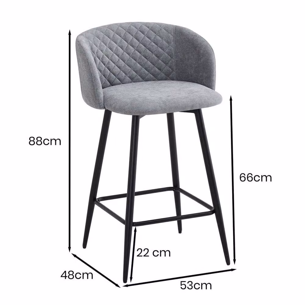 KORVIXA Pack of 2 Modern 360 Swivel Dining Chairs in Silver Grey Sand Fabric with Metal Upholstered Frame – 2