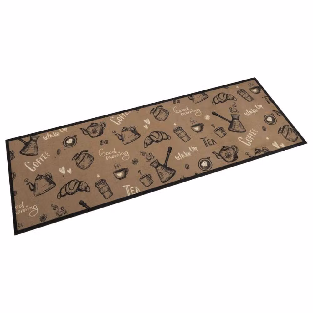 Berkfield Home Washable Morning Brown Abstract Kitchen Rug, W: 60 cm, L: 180 cm – 2