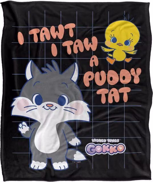 LOGOVISION Looney Tunes Gokko I Tawt I Taw A Puddy Tat Super Soft Fleece Throw Blanket, Multicolour, W: 152 cm, D: 127 cm – 6