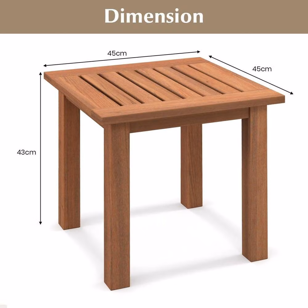 KORVIXA Brown Hardwood Patio Side Table, W: 100 cm, D: 15 cm, H: 15 cm – 2
