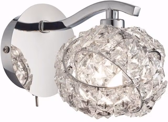 Endon Talia Chrome Crystal Wall Light with G9 Bulb Holder