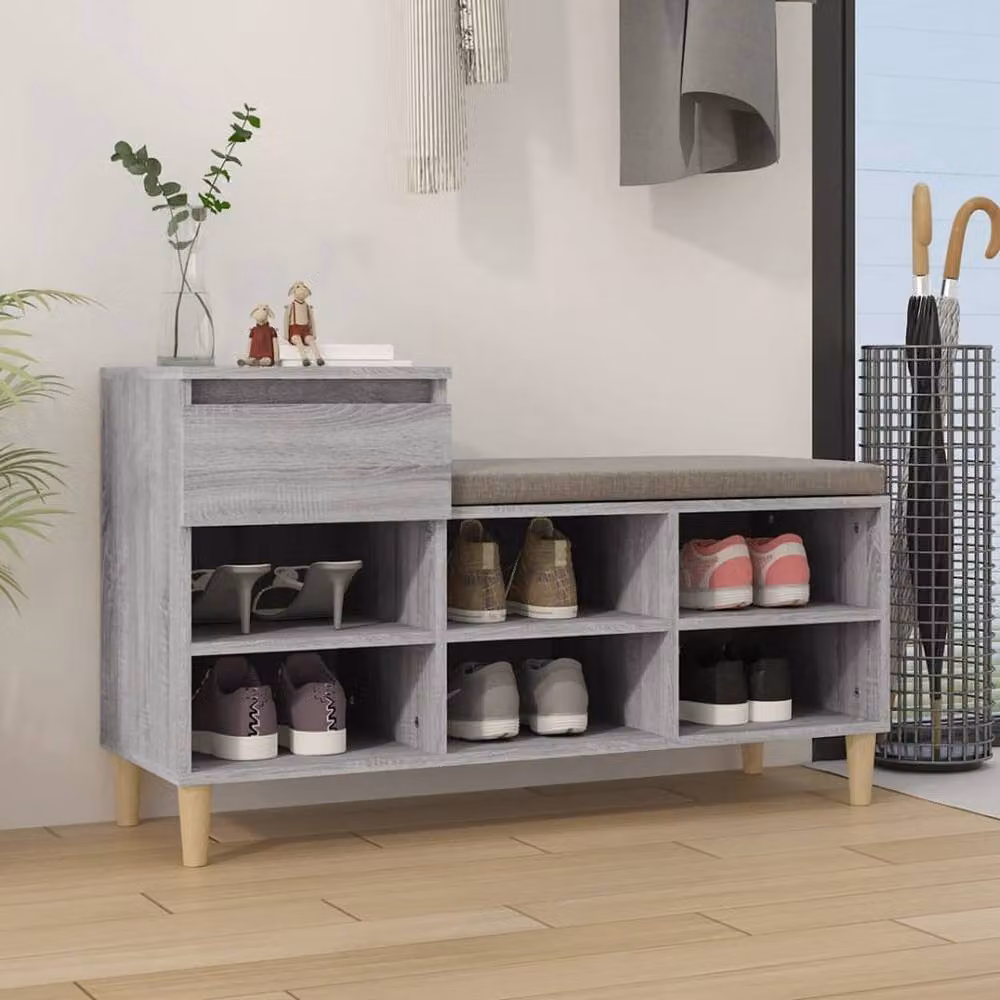 Berkfield Home Grey Sonoma Shoe Cabinet with Integrated Seat, W/D/H: 102 x 36 x 60 cm – 2