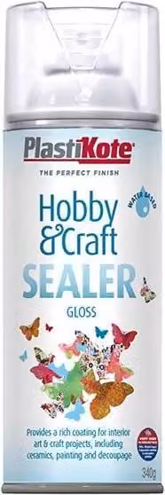 Plastikote Hobby and Craft Water Based Sealer Spray, Clear Gloss, 400 ml