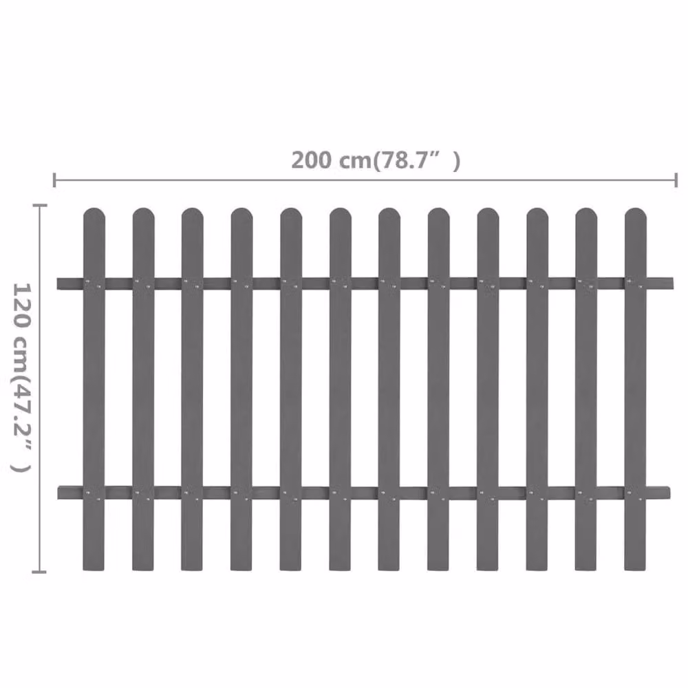 Berkfield Home Grey WPC Palisade Picket Fence, W: 200 cm, H: 120 cm – 4