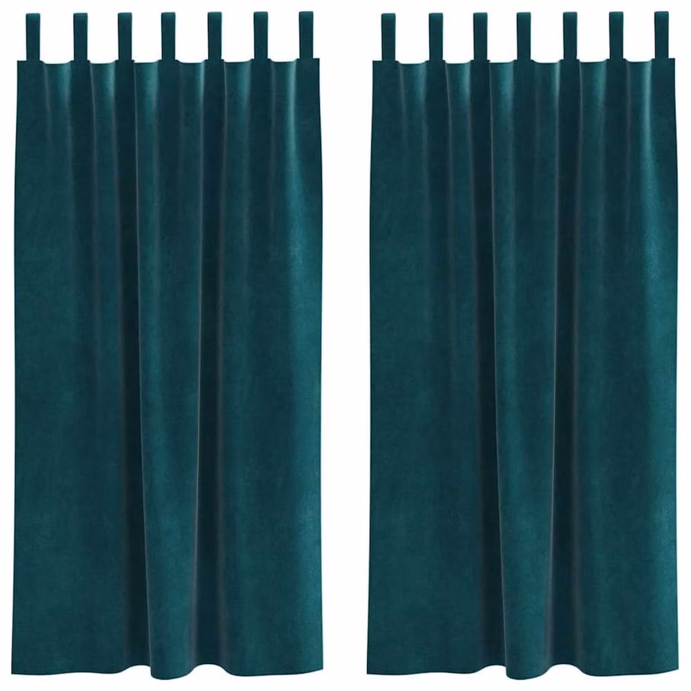 Berkfield Home Dark Green Velvet Blackout Curtains with Hanging Loops, 2 Pack – 3