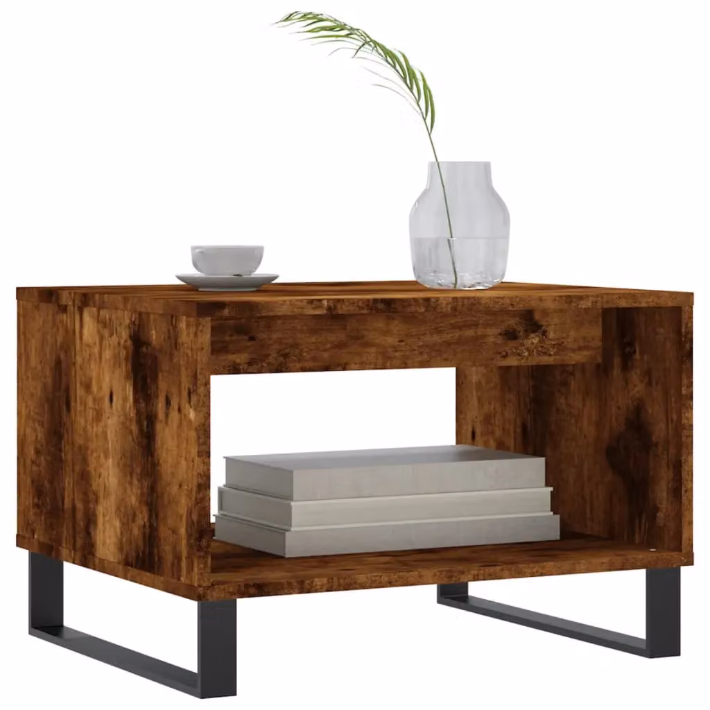 Berkfield Home Smoked Oak Coffee Table in Brown, W/D/H: 60 x 50 x 40 cm – 3