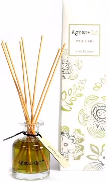 Agnes + Cats KDMD White Fig Reed Diffuser, 140ml Mediterranean Fruity and Fresh Scent in a Natural Glass Bottle