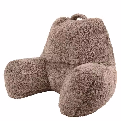 icon Brown Teddy Fleece Cuddle Reading Cushion with Microbead Filling and Carry Handle – 1
