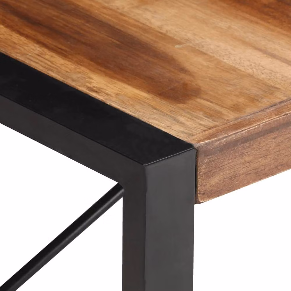 Berkfield Home Industrial Coffee Table in Brown Solid Acacia and Rubberwood, W: 140 cm, D: 70 cm, H: 40 cm – 4