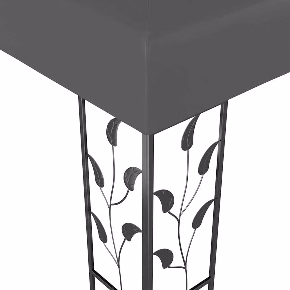 Berkfield Home Anthracite Gazebo with Double Roof and LED String Lights, W: 4 m, D: 3 m – 3
